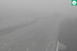 A camera image with low visibility.